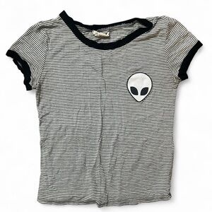 Black and White Striped Alien Shirt